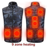 Xituodai 9 Areas Heated Vest Jacket USB Men Winter Electrical Heated Sleevless Jacket Outdoor Fishing Hunting Vest куртка с подогревом