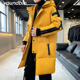 Xituodai Men&#39;s Down Jacket Warm Hooded Fashionable Coat Men Hooded Jackets Warm Lengthen Parka Coat Hight Quality White Duck Down