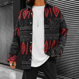 Xituodai 2022 New Fashion Printed Buttoned Jackets Men Casual Loose Turn-down Collar Coats Vintage Pattern Outerwear Fall Mens Streetwear