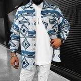 Xituodai 2022 New Fashion Printed Buttoned Jackets Men Casual Loose Turn-down Collar Coats Vintage Pattern Outerwear Fall Mens Streetwear