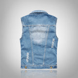 Xituodai Ripped Jean Jacket Men&#39;s Denim Vest Hip Hop Jean Coats Waistcoat Men Cowboy Brand Sleeveless Jacket Male Tank Plus Size 6XL