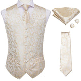 Xituodai Brand New Mens Suit Dress Vests Necktie Hankerchief Cufflinks Set Silk Slim Fit Male Waistcoat Jacquard Waist Jacket Gilet Homme