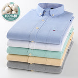 Xituodai Mens Striped Shirts 100% Cotton Oxford Long Sleeve Plaid Solid Color Casual Shirts for Business Men Daily Use Camisas Hombre