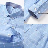 Xituodai Mens Striped Shirts 100% Cotton Oxford Long Sleeve Plaid Solid Color Casual Shirts for Business Men Daily Use Camisas Hombre