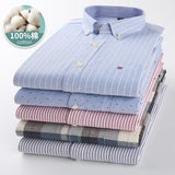 Xituodai Mens Striped Shirts 100% Cotton Oxford Long Sleeve Plaid Solid Color Casual Shirts for Business Men Daily Use Camisas Hombre