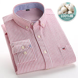 Xituodai Mens Striped Shirts 100% Cotton Oxford Long Sleeve Plaid Solid Color Casual Shirts for Business Men Daily Use Camisas Hombre