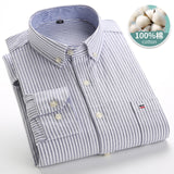 Xituodai Mens Striped Shirts 100% Cotton Oxford Long Sleeve Plaid Solid Color Casual Shirts for Business Men Daily Use Camisas Hombre