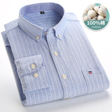 Xituodai Mens Striped Shirts 100% Cotton Oxford Long Sleeve Plaid Solid Color Casual Shirts for Business Men Daily Use Camisas Hombre