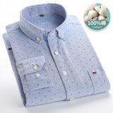 Xituodai Mens Striped Shirts 100% Cotton Oxford Long Sleeve Plaid Solid Color Casual Shirts for Business Men Daily Use Camisas Hombre