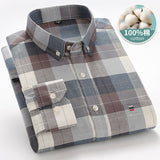 Xituodai Mens Striped Shirts 100% Cotton Oxford Long Sleeve Plaid Solid Color Casual Shirts for Business Men Daily Use Camisas Hombre