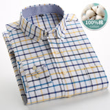 Xituodai Mens Striped Shirts 100% Cotton Oxford Long Sleeve Plaid Solid Color Casual Shirts for Business Men Daily Use Camisas Hombre