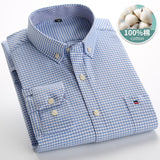 Xituodai Mens Striped Shirts 100% Cotton Oxford Long Sleeve Plaid Solid Color Casual Shirts for Business Men Daily Use Camisas Hombre