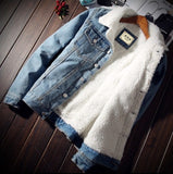 Xituodai Men Jacket and Coat Trendy Warm Fleece Thick Denim Jacket 2022 Winter Mens Jean Jacket Outwear Male Cowboy Plus Size