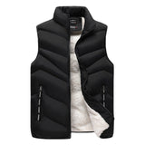 Xituodai 2022 New Zip Pockets Men&#39;s Winter Fleece Warm Vest Sleeveless Jacket Stand Collar Thermal Waistcoat Gilet Men Thick Cotton Vests