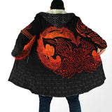 Xituodai Winter Fashion Mens Hooded cloak Viking Tattoo Wolf 3D Printing Thick Fleece wind breaker Unisex Casual Warm Hood cloak DP04