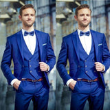 Xituodai 2022 Costume Homme Italian Business Slim Fit 3 Pieces Royal Blue Men&#39;s Suits Groom Prom Tuxedos Groomsmen Blazer For Wedding