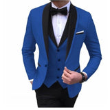 Xituodai 2022 Costume Homme Italian Business Slim Fit 3 Pieces Royal Blue Men&#39;s Suits Groom Prom Tuxedos Groomsmen Blazer For Wedding