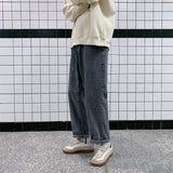 Xituodai Korean Men Jeans Straight Male Denim Pants Harajuku Man Streetwear Trousers Loose Casual Denim Trouser Black Baggy Pant