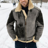 Xituodai 2022 Winter Warm Mens Fashion Zip-up Overcoats Long Sleeve Faux Fur Jackets Men Vintage Woolen Turn-down Collar Coats Streetwear