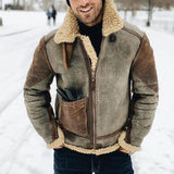 Xituodai 2022 Winter Warm Mens Fashion Zip-up Overcoats Long Sleeve Faux Fur Jackets Men Vintage Woolen Turn-down Collar Coats Streetwear