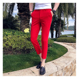 Xituodai 2022 New Men Ankle Length Pants Slim Men&#39;s Dress Pants Office Pants Men&#39;s Boutique Fashion Solid Color  Business Men&#39;s Suit Pant