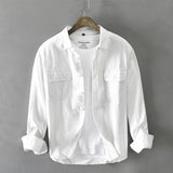 Xituodai 2022 Autumn Winter New Men New Men&#39;s White Long Sleeve Shirt Pure Cotton Retro Style Button Up Pocket White Workwear GA-Z102