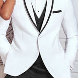 Xituodai White and Black Wedding Tuxedo for Groom 3 Piece Slim Fit Men Suits Male Fashion Costume Jacket with Pants Vest New Arrival