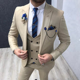 Xituodai 2022 Three Piece Royal Blue Men Suits Peaked Lapel Custom Made Wedding Tuxedos Slim Fit Male Suits (Jacket + Pants + Vest+Tie)
