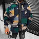 Xituodai 2022 New Fashion Printed Buttoned Jackets Men Casual Loose Turn-down Collar Coats Vintage Pattern Outerwear Fall Mens Streetwear