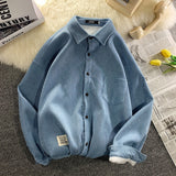 Xituodai Men&#39;s Corduroy Long Sleeve Shirts Autumn Korean Shirt Woman Fashion Casual Oversize Shirt Printed Clothing