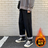 Xituodai Korean Men Jeans Straight Male Denim Pants Harajuku Man Streetwear Trousers Loose Casual Denim Trouser Black Baggy Pant