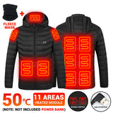 Xituodai 11 Areas Men&#39;s Winter Jacket Electric Heated Jackets Hunting Clothing Ski Jacket Parkas Outerwear USB Heated Vest Warm 8 Areas