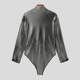 Xituodai Men Bodysuits Sexy Turtleneck Long Sleeve Sequins Party Nightclub Bodysuit Skinny Shiny Men Rompers Underwear 5XL INCERUN 7