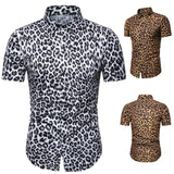 Xituodai 2022 Summer New Fashion Mens Leopard Printed Shirt Casual Button Shirts Men  Short Sleeve Sexy Streetwear Shirt