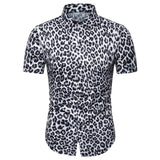 Xituodai 2022 Summer New Fashion Mens Leopard Printed Shirt Casual Button Shirts Men  Short Sleeve Sexy Streetwear Shirt