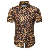 Xituodai 2022 Summer New Fashion Mens Leopard Printed Shirt Casual Button Shirts Men  Short Sleeve Sexy Streetwear Shirt