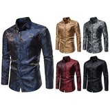 Xituodai Black Rose Print Mens Shirts Luxury Long Sleeve Floral Paisley Silk Business Party Wedding Shirt Men Clothing Chemise Homme