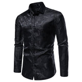 Xituodai Black Rose Print Mens Shirts Luxury Long Sleeve Floral Paisley Silk Business Party Wedding Shirt Men Clothing Chemise Homme