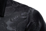 Xituodai Black Rose Print Mens Shirts Luxury Long Sleeve Floral Paisley Silk Business Party Wedding Shirt Men Clothing Chemise Homme