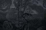 Xituodai Black Rose Print Mens Shirts Luxury Long Sleeve Floral Paisley Silk Business Party Wedding Shirt Men Clothing Chemise Homme