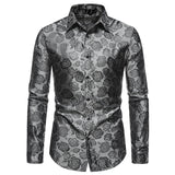 Xituodai Black Rose Print Mens Shirts Luxury Long Sleeve Floral Paisley Silk Business Party Wedding Shirt Men Clothing Chemise Homme