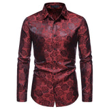 Xituodai Black Rose Print Mens Shirts Luxury Long Sleeve Floral Paisley Silk Business Party Wedding Shirt Men Clothing Chemise Homme