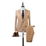 Xituodai Men Clothing Formal Suit 2PCS Set Gentleman Work Suit Men Single Button Solid Blazers Business Wedding Office Mens Suit Set