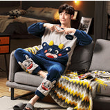 Xituodai Long Sleeve Warm Flannel Pajamas Winter Men Pajama Sets Print Thicken Sleepwear Pyjamas  4XL 5XL 95kg Nightwear Set