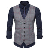 Xituodai Men Suit Vest Business Casual Slim Fashion Men&#39;s Plaid Single Button Vest Fit Men&#39;s Spring and Autumn Men Business Vest Jacket