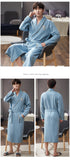 Xituodai Autumn Winter Thick Warm Men Robe Bathrobe 100%Cotton Air Interlayer Bath Sleepwear Luxury Men Kimono Solid Plaid Dressing Gown