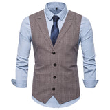 Xituodai Mens Suit Vest Fashion Slim Fit Thin Plaid Men Waistcoat Tops Slim Business Vest Waistcoat Man England Style Male Leisure Suits