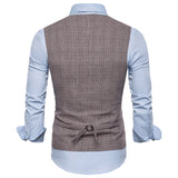 Xituodai Mens Suit Vest Fashion Slim Fit Thin Plaid Men Waistcoat Tops Slim Business Vest Waistcoat Man England Style Male Leisure Suits