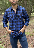 Xituodai Fall Men&#39;s Flannel Plaid Long-Sleeved Casual Button Shirt USA Regular Fit Size S To 2XL, Classic Checkered, Double Pocket Design