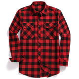 Xituodai Fall Men&#39;s Flannel Plaid Long-Sleeved Casual Button Shirt USA Regular Fit Size S To 2XL, Classic Checkered, Double Pocket Design